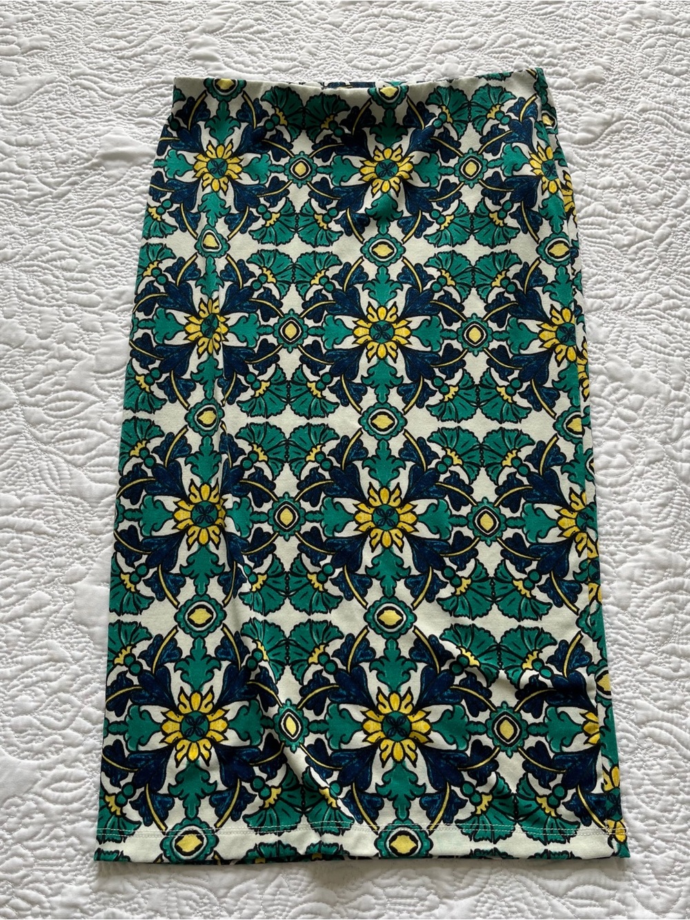 Printed Green Floral Pencil Skirt